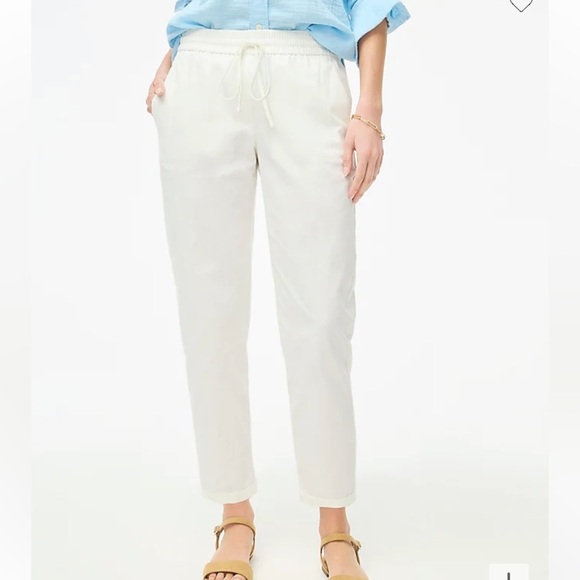 Pink J Crew Factory Linen Cotton Joggers - Picture 2 of 5